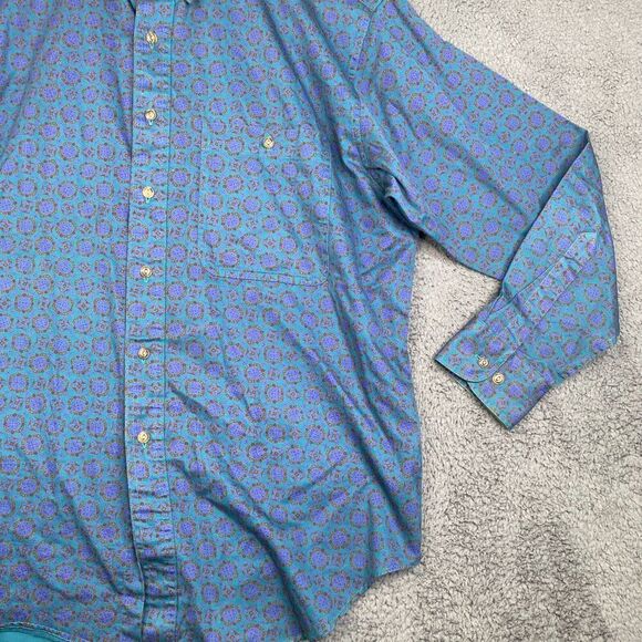Vintage Ralph Lauren Chaps Mens L Large AOP Abstract Button Down Dress Shirt USA - Picture 3 of 10